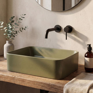 Ferbon 16 in. W x 12 in. D Modern Rectangular Matte Ceramic Above Counter Vessel Bathroom Vanity Sink Basin
