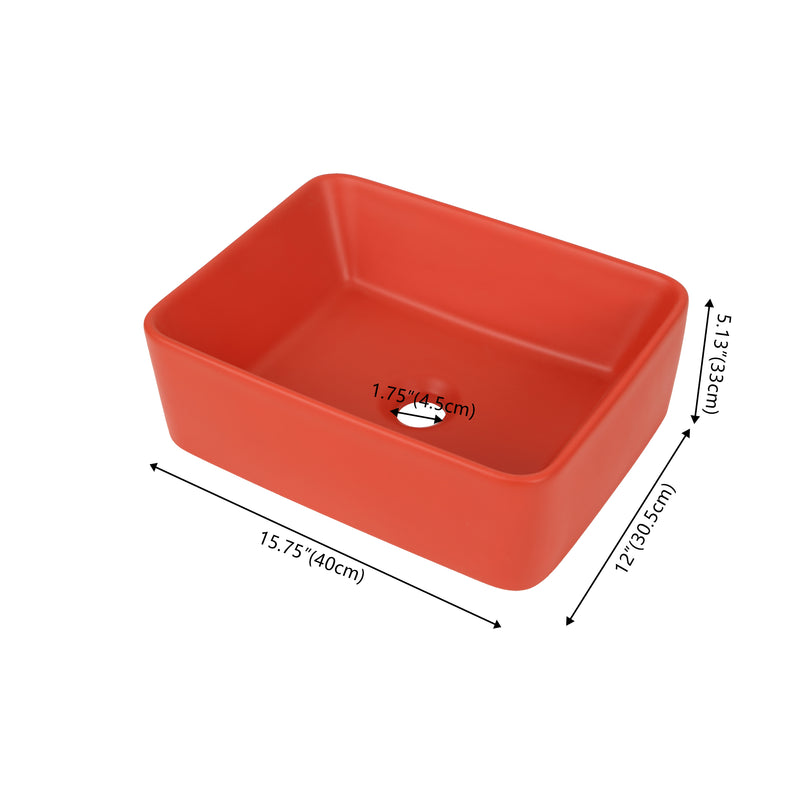 Ferbon 16 in. W x 12 in. D Modern Rectangular Ceramic Above Counter Vessel Bathroom Vanity Sink Basin