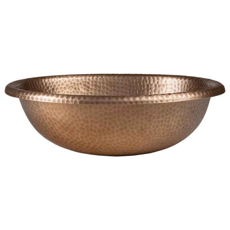 Wallace 17 in. Oval Bowl Rustic Pure Copper Hand-Hammered Drop-In/Above Counter Bathroom Vanity Sink