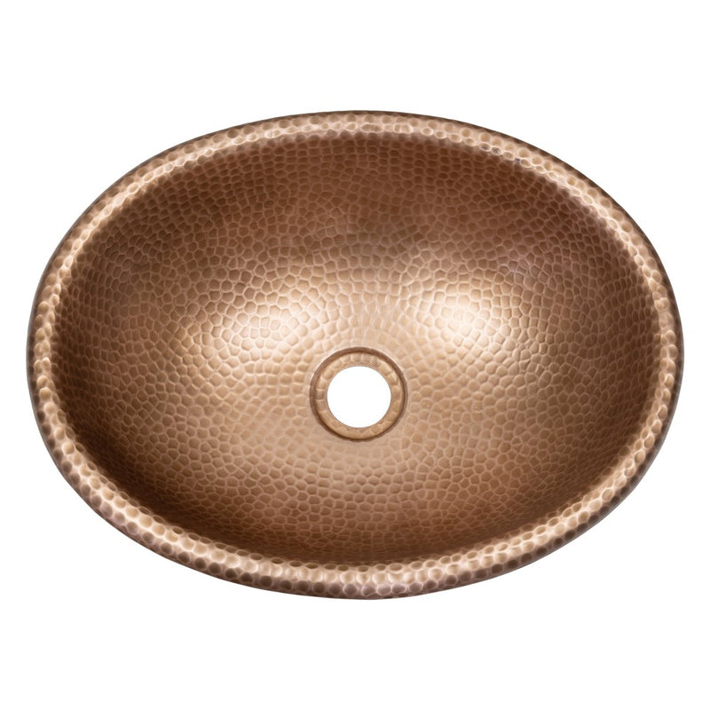 Wallace 17 in. Oval Bowl Rustic Pure Copper Hand-Hammered Drop-In/Above Counter Bathroom Vanity Sink