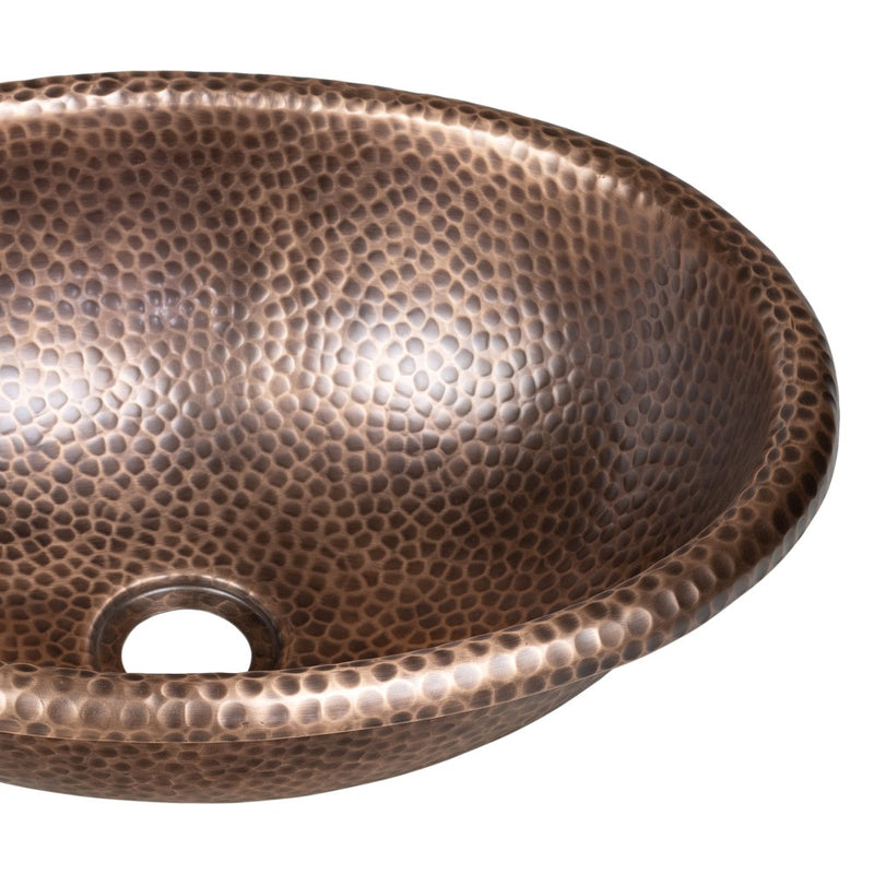 Wallace 17 in. Oval Bowl Rustic Pure Copper Hand-Hammered Drop-In/Above Counter Bathroom Vanity Sink