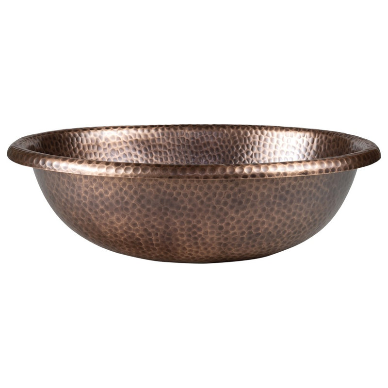 Wallace 17 in. Oval Bowl Rustic Pure Copper Hand-Hammered Drop-In/Above Counter Bathroom Vanity Sink