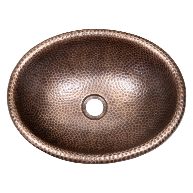 Wallace 17 in. Oval Bowl Rustic Pure Copper Hand-Hammered Drop-In/Above Counter Bathroom Vanity Sink