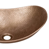 Dinghy 19 in. Boat-Shaped Rustic Pure Copper Hand-Hammered Above Counter Vessel Bathroom Vanity Sink