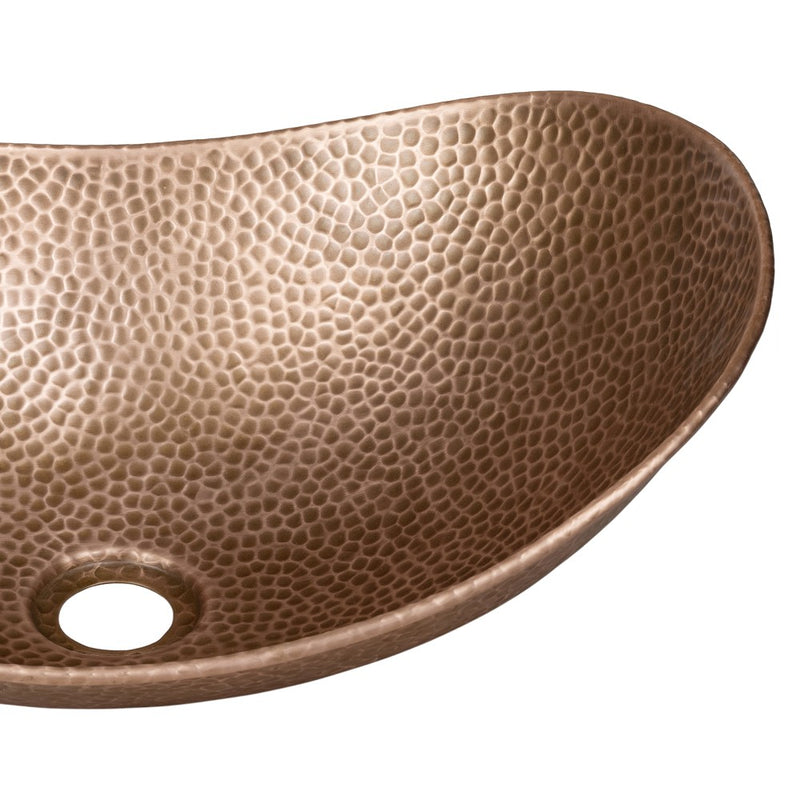 Dinghy 19 in. Boat-Shaped Rustic Pure Copper Hand-Hammered Above Counter Vessel Bathroom Vanity Sink