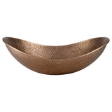 Dinghy 19 in. Boat-Shaped Rustic Pure Copper Hand-Hammered Above Counter Vessel Bathroom Vanity Sink