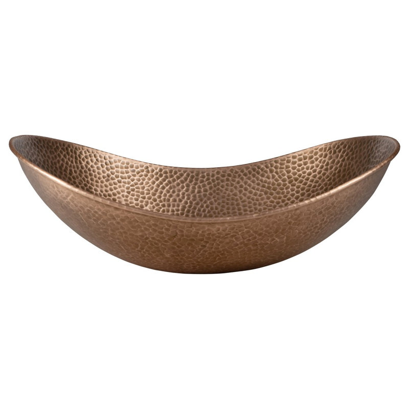 Dinghy 19 in. Boat-Shaped Rustic Pure Copper Hand-Hammered Above Counter Vessel Bathroom Vanity Sink
