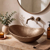 Dinghy 19 in. Boat-Shaped Rustic Pure Copper Hand-Hammered Above Counter Vessel Bathroom Vanity Sink