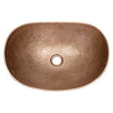 Dinghy 19 in. Boat-Shaped Rustic Pure Copper Hand-Hammered Above Counter Vessel Bathroom Vanity Sink