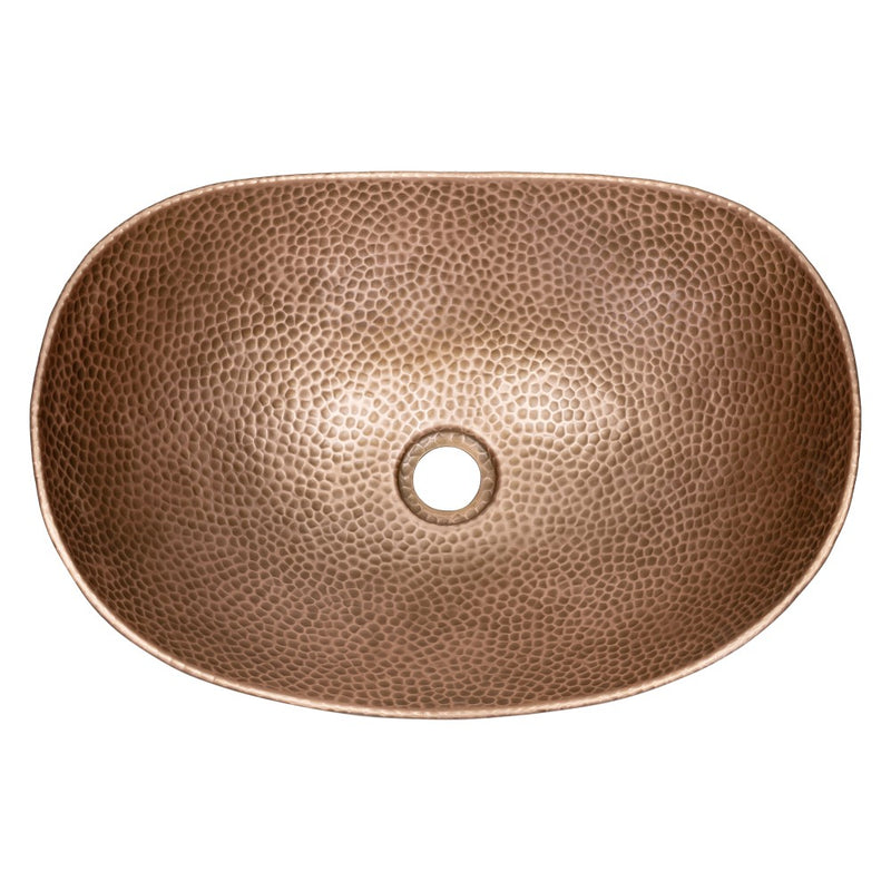 Dinghy 19 in. Boat-Shaped Rustic Pure Copper Hand-Hammered Above Counter Vessel Bathroom Vanity Sink