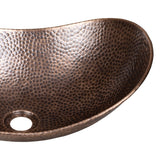 Dinghy 19 in. Boat-Shaped Rustic Pure Copper Hand-Hammered Above Counter Vessel Bathroom Vanity Sink