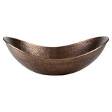 Dinghy 19 in. Boat-Shaped Rustic Pure Copper Hand-Hammered Above Counter Vessel Bathroom Vanity Sink