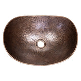 Dinghy 19 in. Boat-Shaped Rustic Pure Copper Hand-Hammered Above Counter Vessel Bathroom Vanity Sink