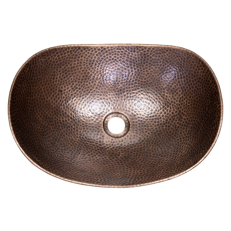 Dinghy 19 in. Boat-Shaped Rustic Pure Copper Hand-Hammered Above Counter Vessel Bathroom Vanity Sink
