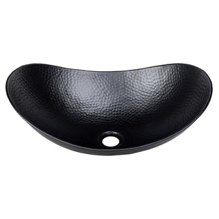 Dinghy 19 in. Boat-Shaped Rustic Pure Copper Hand-Hammered Above Counter Vessel Bathroom Vanity Sink