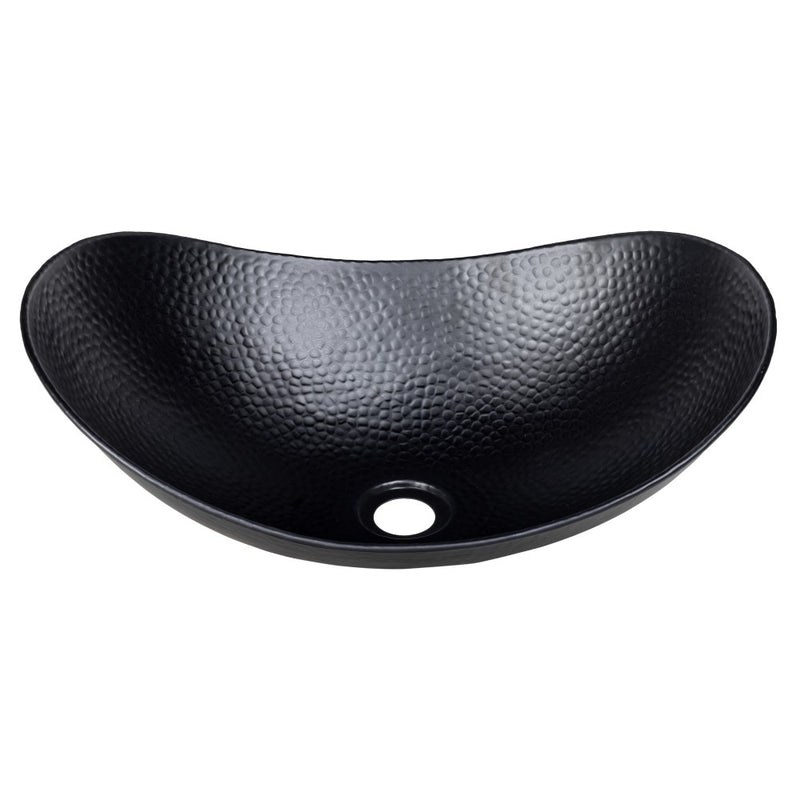 Dinghy 19 in. Boat-Shaped Rustic Pure Copper Hand-Hammered Above Counter Vessel Bathroom Vanity Sink