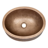 Mallory 17 in. Skirted Oval Bowl Pure Copper Hand-Hammered Above Counter Vessel Bathroom Vanity Sink