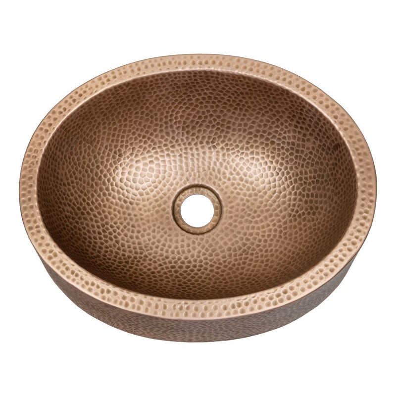 Mallory 17 in. Skirted Oval Bowl Pure Copper Hand-Hammered Above Counter Vessel Bathroom Vanity Sink