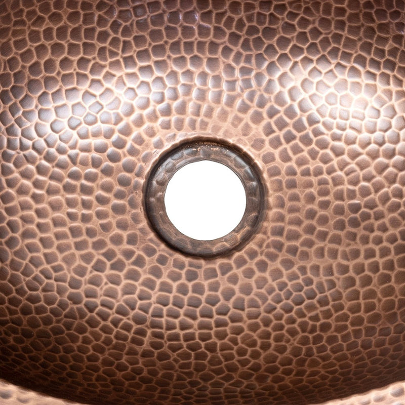 Mallory 17 in. Skirted Oval Bowl Pure Copper Hand-Hammered Above Counter Vessel Bathroom Vanity Sink