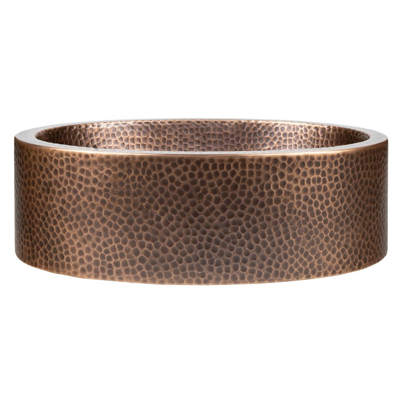 Mallory 17 in. Skirted Oval Bowl Pure Copper Hand-Hammered Above Counter Vessel Bathroom Vanity Sink