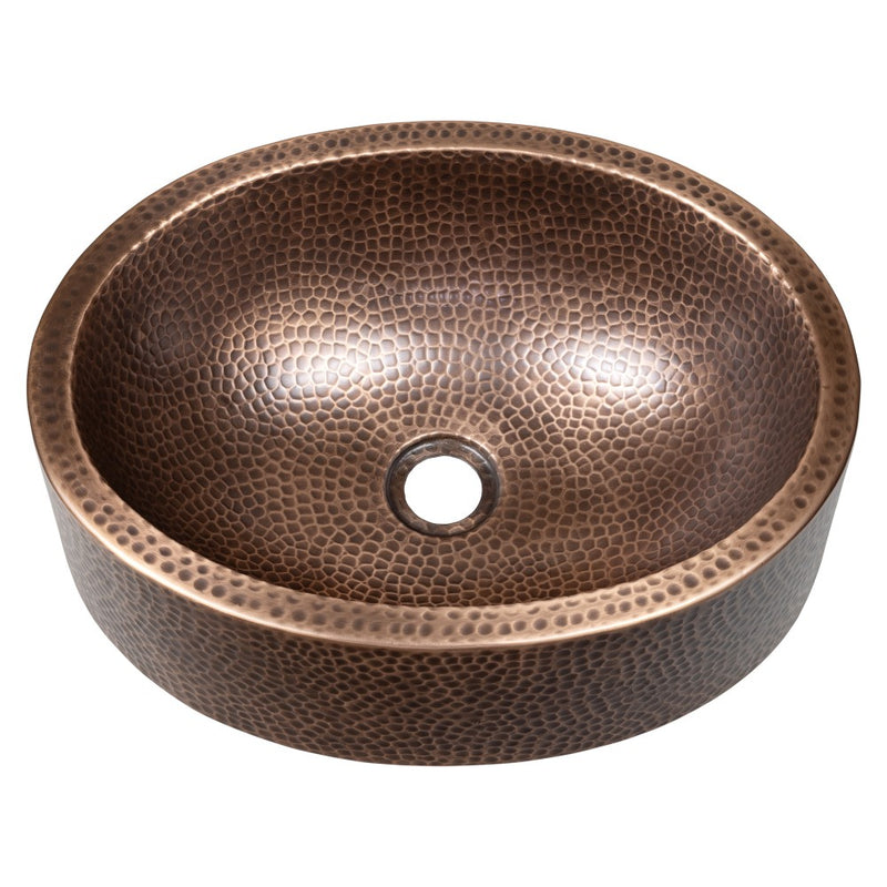 Mallory 17 in. Skirted Oval Bowl Pure Copper Hand-Hammered Above Counter Vessel Bathroom Vanity Sink