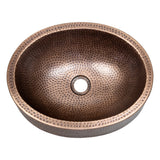 Mallory 17 in. Skirted Oval Bowl Pure Copper Hand-Hammered Above Counter Vessel Bathroom Vanity Sink