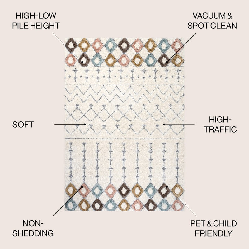 Pia Moroccan Trellis Plush Carved Area Rug