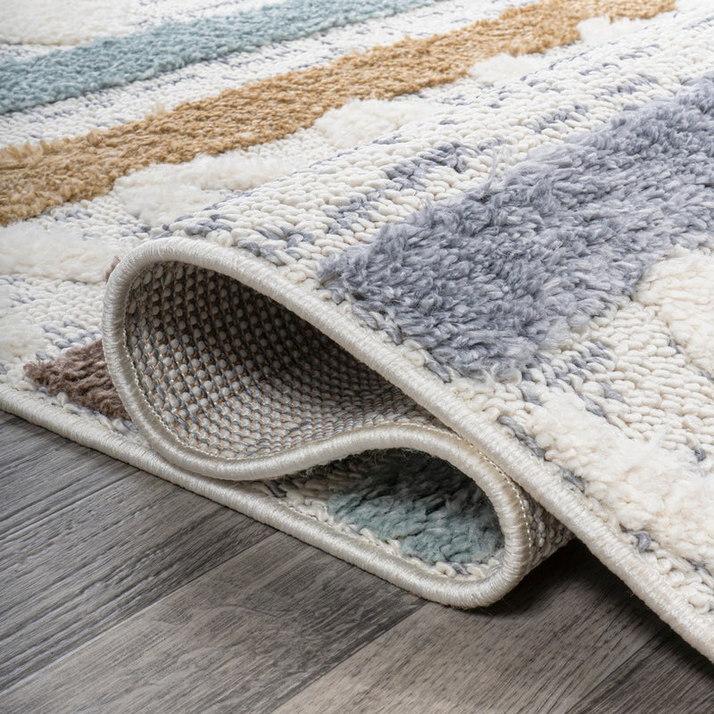 Faiza Moroccan Striped Geometric High-low Area Rug