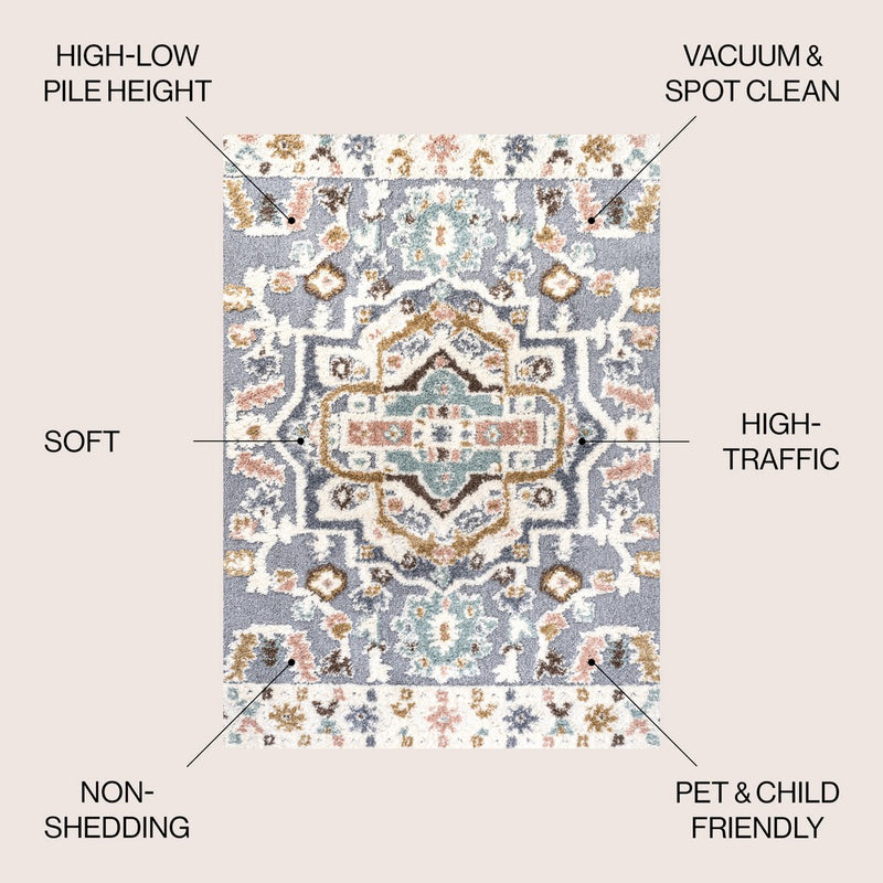 Aziza Persian Medallion High-low Area Rug