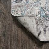 Swirl Marbled Abstract Area Rug Gray/Turquoise / Runner / 2' X 10' – BACK