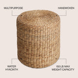 Zoey 18.5" Modern Coastal Hand-Woven Hyacinth Stool/Ottoman
