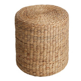 Zoey 18.5" Modern Coastal Hand-Woven Hyacinth Stool/Ottoman
