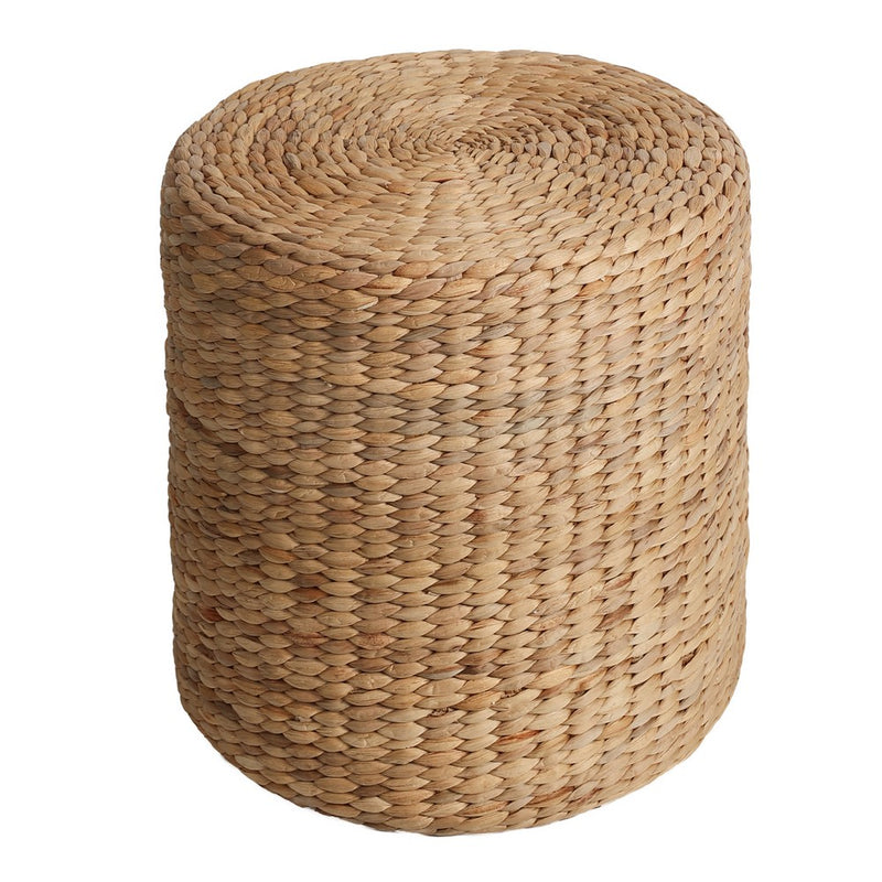 Zoey 18.5" Modern Coastal Hand-Woven Hyacinth Stool/Ottoman