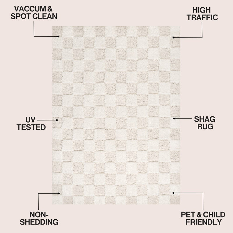 Rook Geometric Checker High-low Shag Area Rug