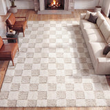 Rook Geometric Checker High-low Shag Area Rug