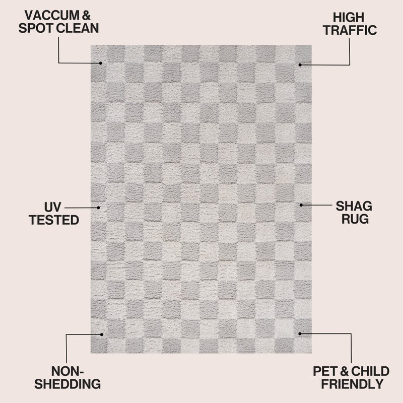 Rook Geometric Checker High-low Shag Area Rug