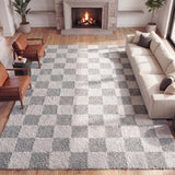 Rook Geometric Checker High-low Shag Area Rug