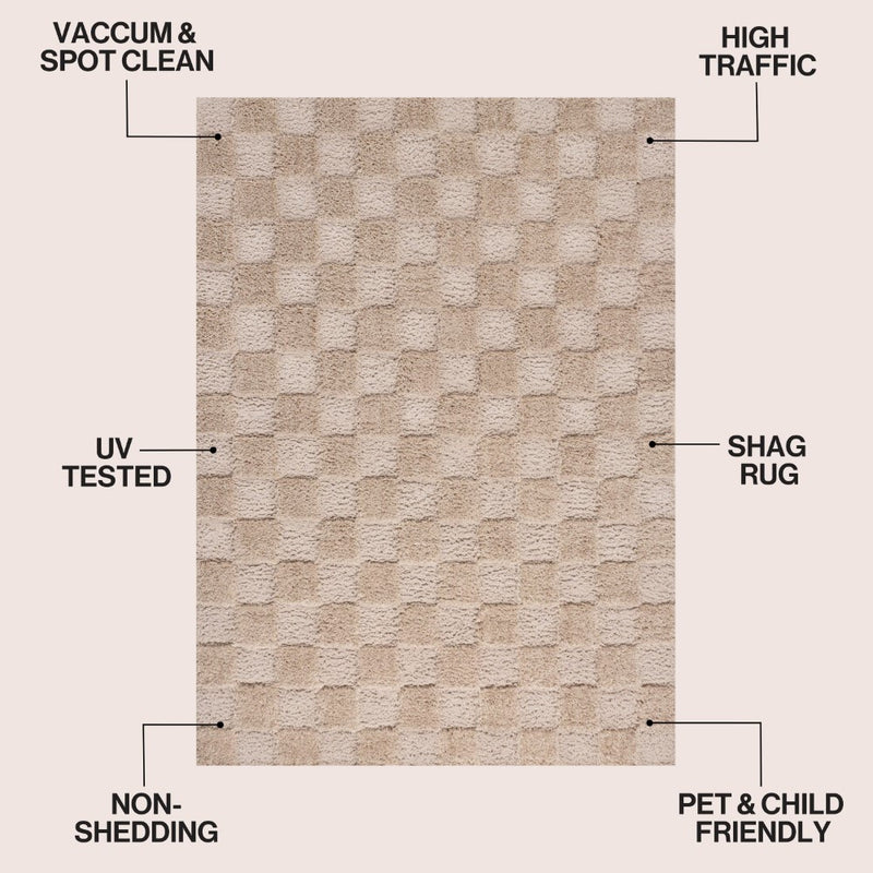 Rook Geometric Checker High-low Shag Area Rug