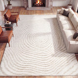 Bullseye Concentric Ring High-low Shag Area Rug