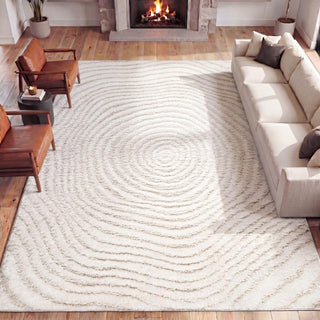 Bullseye Concentric Ring High-low Shag Area Rug