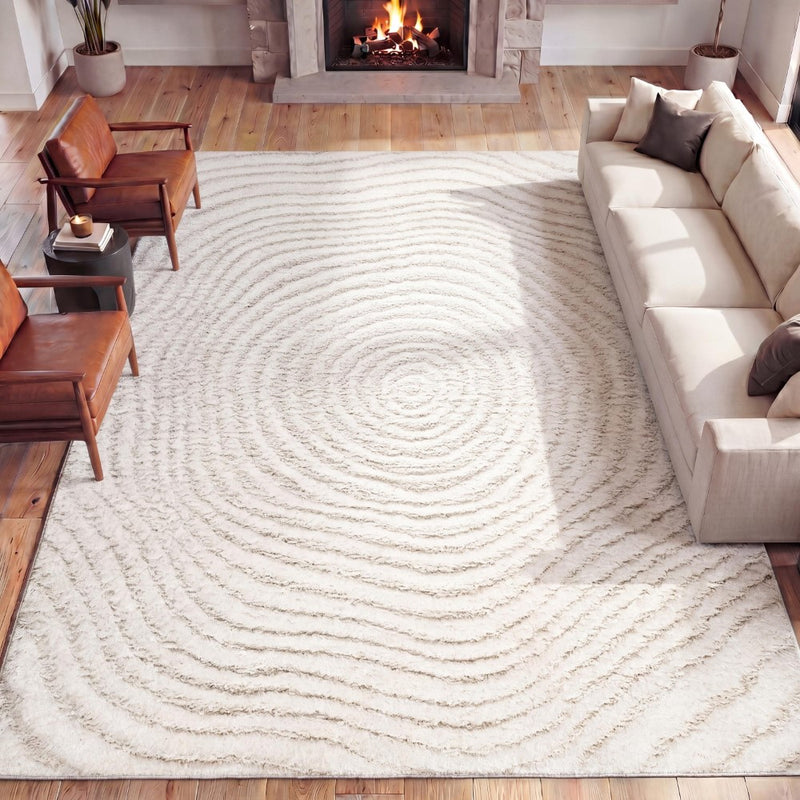 Bullseye Concentric Ring High-low Shag Area Rug