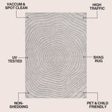 Bullseye Concentric Ring High-low Shag Area Rug