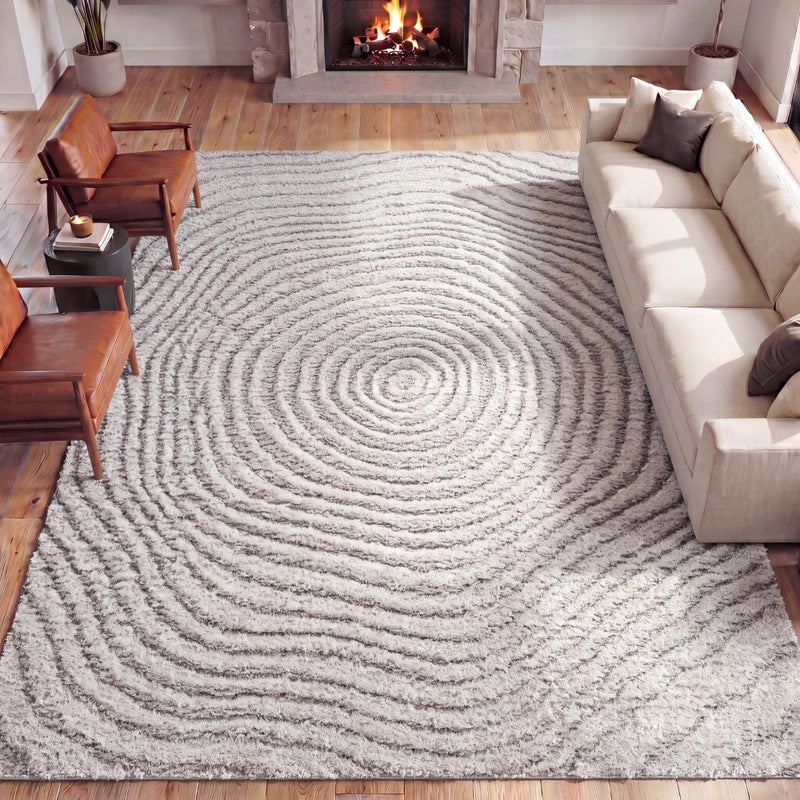Bullseye Concentric Ring High-low Shag Area Rug