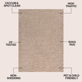 Bullseye Concentric Ring High-low Shag Area Rug