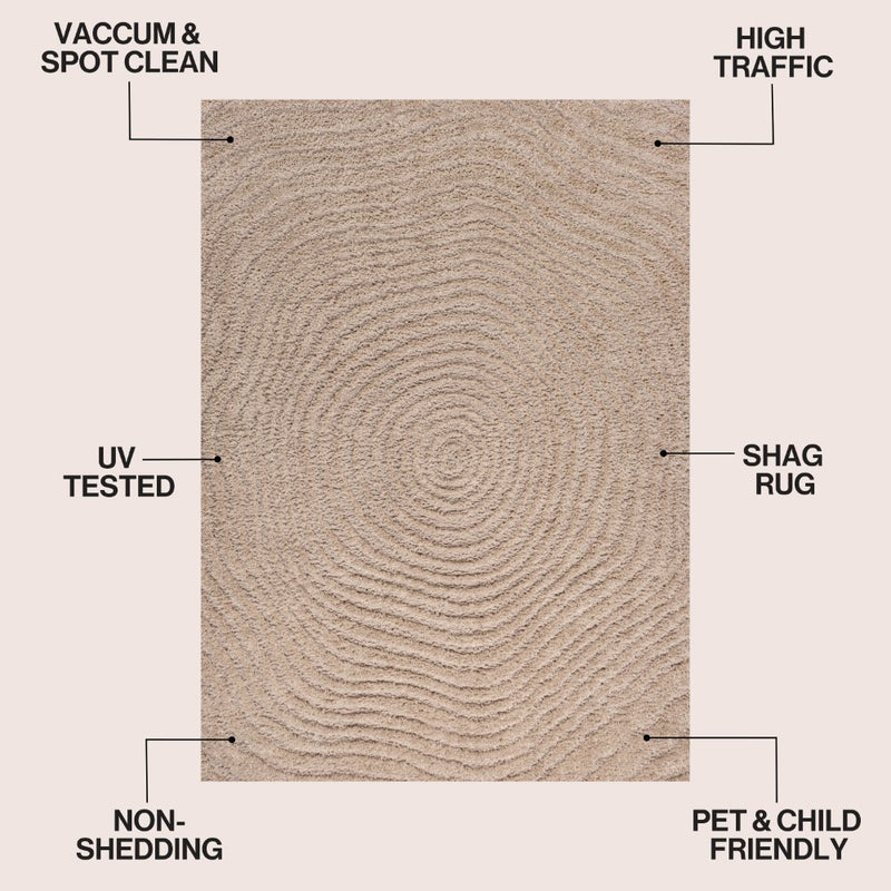 Bullseye Concentric Ring High-low Shag Area Rug