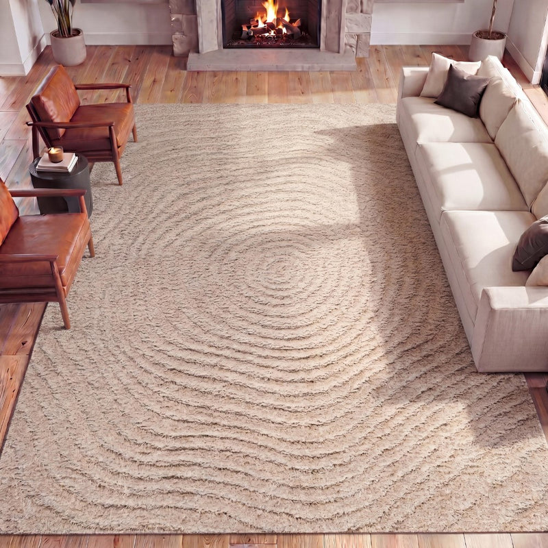 Bullseye Concentric Ring High-low Shag Area Rug