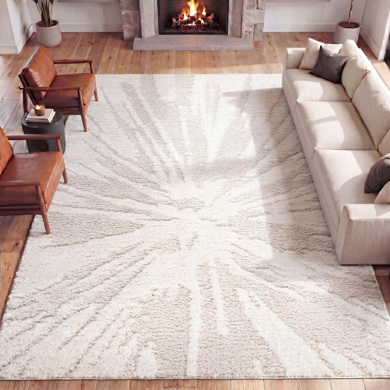 Aurealis Sunburst Abstract High-low Shag Area Rug
