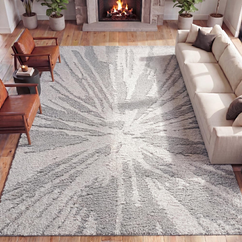 Aurealis Sunburst Abstract High-low Shag Area Rug