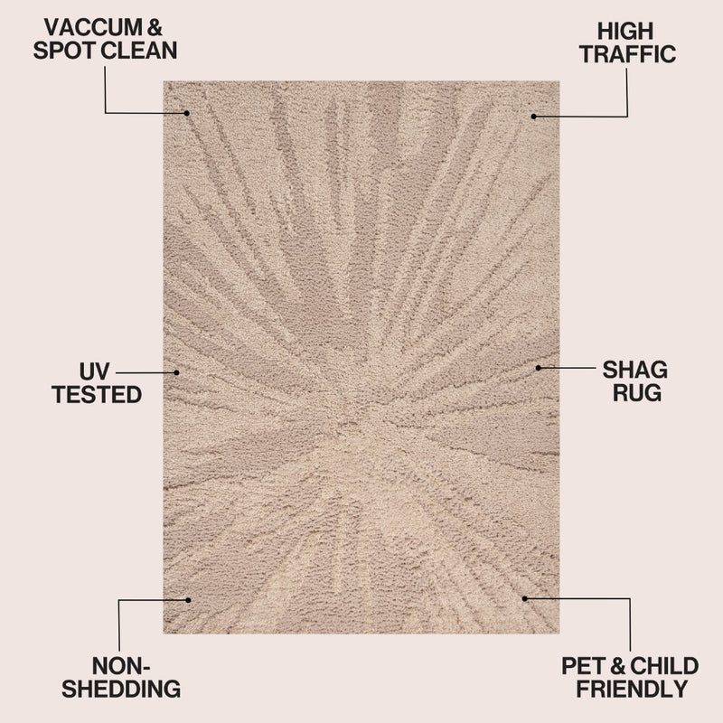 Aurealis Sunburst Abstract High-low Shag Area Rug