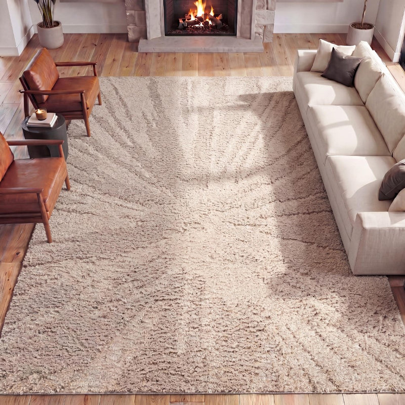 Aurealis Sunburst Abstract High-low Shag Area Rug